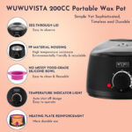 Kit de depilación 11 artículos WUWUVISTA Kit de cera para depilación con calentador de cera para derretir perlas de cera para rostro, brasileño, cuerpo completo, bikini, piel sensible, adecuado para tapones de especificación americana y europea - Imagem 2